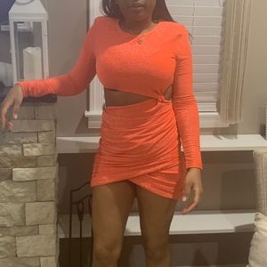 Long Sleeve Glitter Mini Dress